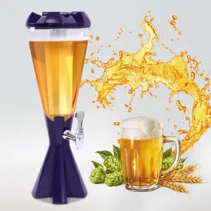 Purple 3L/101oz Beer Dispenser 21.7In 7-Color LED Light ABS PET Leak-Proof Tap for Party Bar Camping Restaurant Drink Serving
