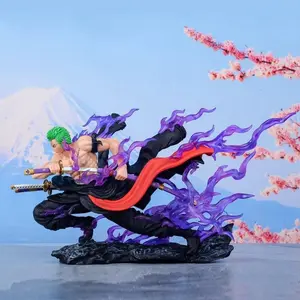 One Piece Roronoa Zoro Figure, Santoryu Form with Purple Haki Effects， Roronoa Zoro Collectible Statue, One Piece Anime Figure with Combat Pose，Roronoa Zoro Anime Figure, One Piece Collectible for Fans & Display