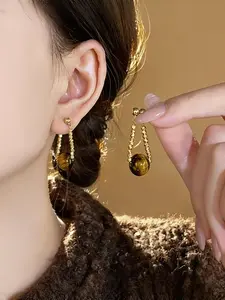 Elegant Vintage Style Tiger Eye Stone Earrings, Dual-Wear Luxurious Design, Perfect for Holidays, Birthdays, Dates, Parties, Shopping