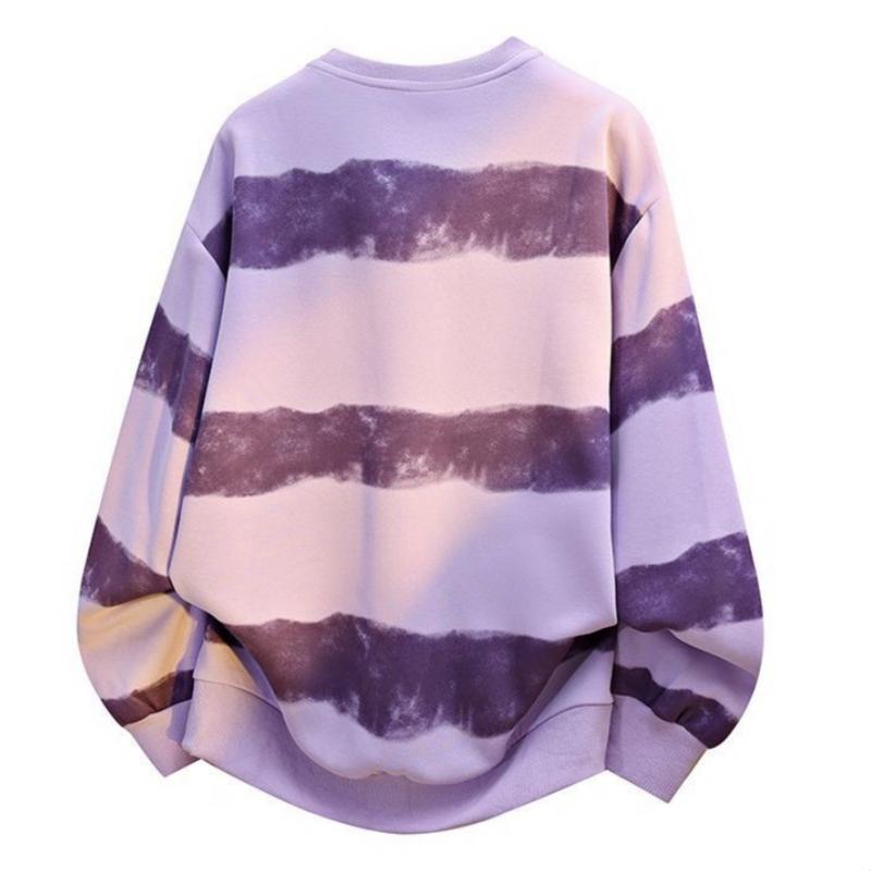 Autumn New Men's Sweatshirt, Loose Casual Versatile Youthful Stylish Long Sleeve T-Shirt, Crew Neck Heavyweight Pullover Sweatshirt, Tie-Dye Striped Color Block Long Sleeve T-Shirt, Unisex Trendy Base Shirt, Soft Comfortable Fabric, Suitable for Everyday