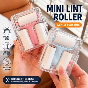 Mini lint roller set with tear-off replacement sheets, small portable roller brush, high viscosity lint remover for cat hair, portable, suitable for loose hair, pet hair, and clothing dander.