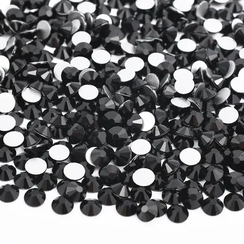 Black Glass Rhinestones - sizes ss3-ss20 Bling Package Ideal for Embellishments, Fashion, Decoration. DIY Beading Accessories for Nails, Cups, Phone Cases, Office Supplies, Clothing, Shoes, and Accessories.