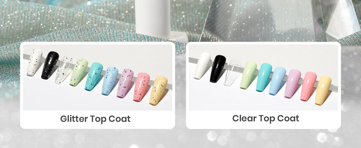 Beetles Gel Polish Glitter Gel Top Coat Glossy Shiny Gel Nail Polish No Wipe Gel Top Coat Soak Off UV Led Long Lasting Highly Shine Manicure Nail Art