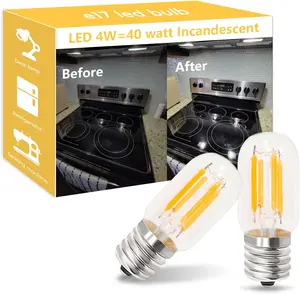 E17 LED Appliance Bulb for Under Microwave Over Stove Range Hood Bright Cool-Touch Replacement for Halogen/Tungsten Light Bulbs 120V 4W 450LM 5000K CRI90