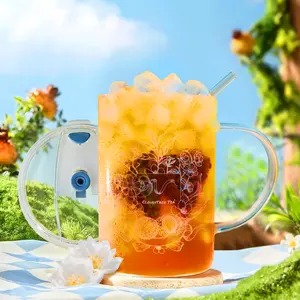 Clear Glass Mug with Straw Lid