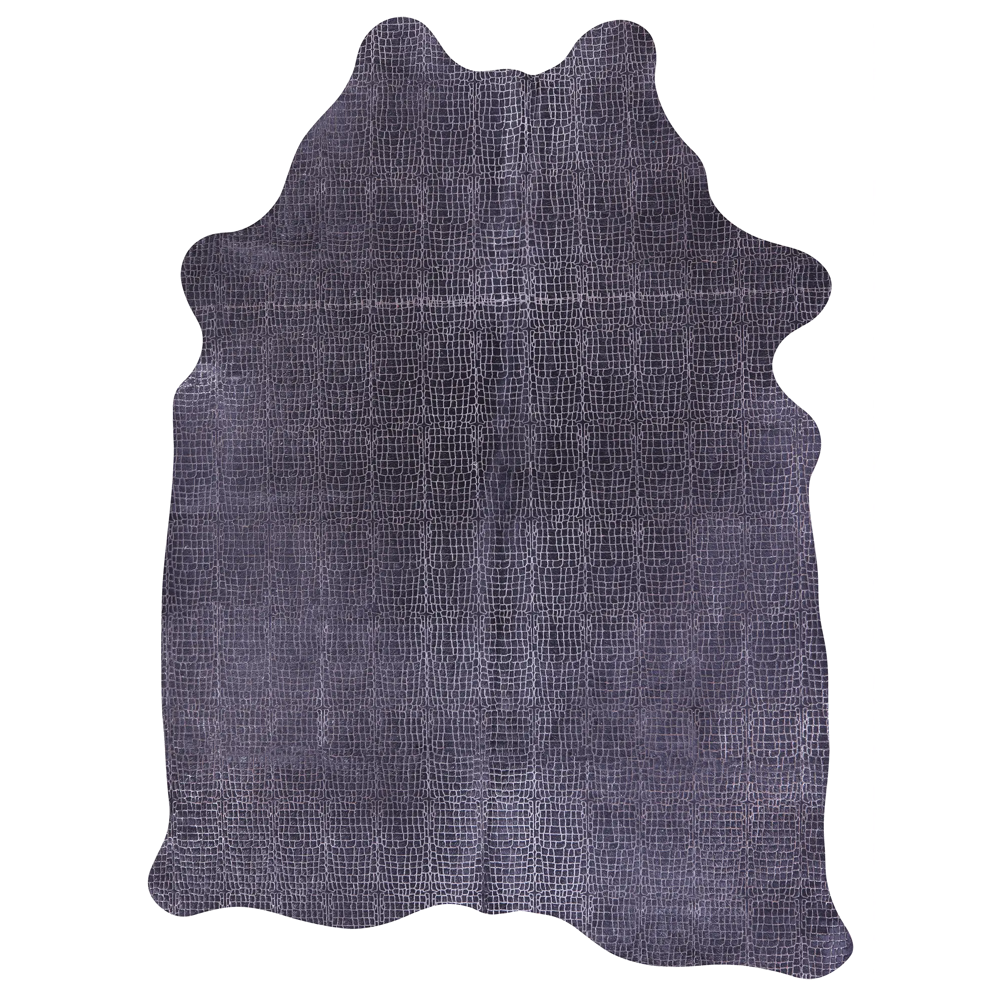 Crocodile Animal Print Laser Engraved Natural Cowhide Rug - Large 6'6"H x 5'0"W