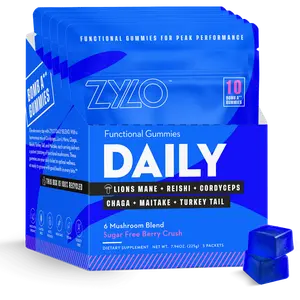 Daily Blend Mushroom Gummies - Natural Wellness Supplement with Lions Mane, Codyceps, Reishi, Chaga, Turkey Tail & Maitake to help Enhance Energy, Boost Mental Clarity and help Support Digestion, Gut Health and Immune Support prebiotics Healthcare Edible