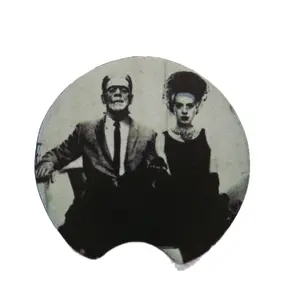 Monster and Bride Car Coasters - Classic Design for Your Vehicle's Protection