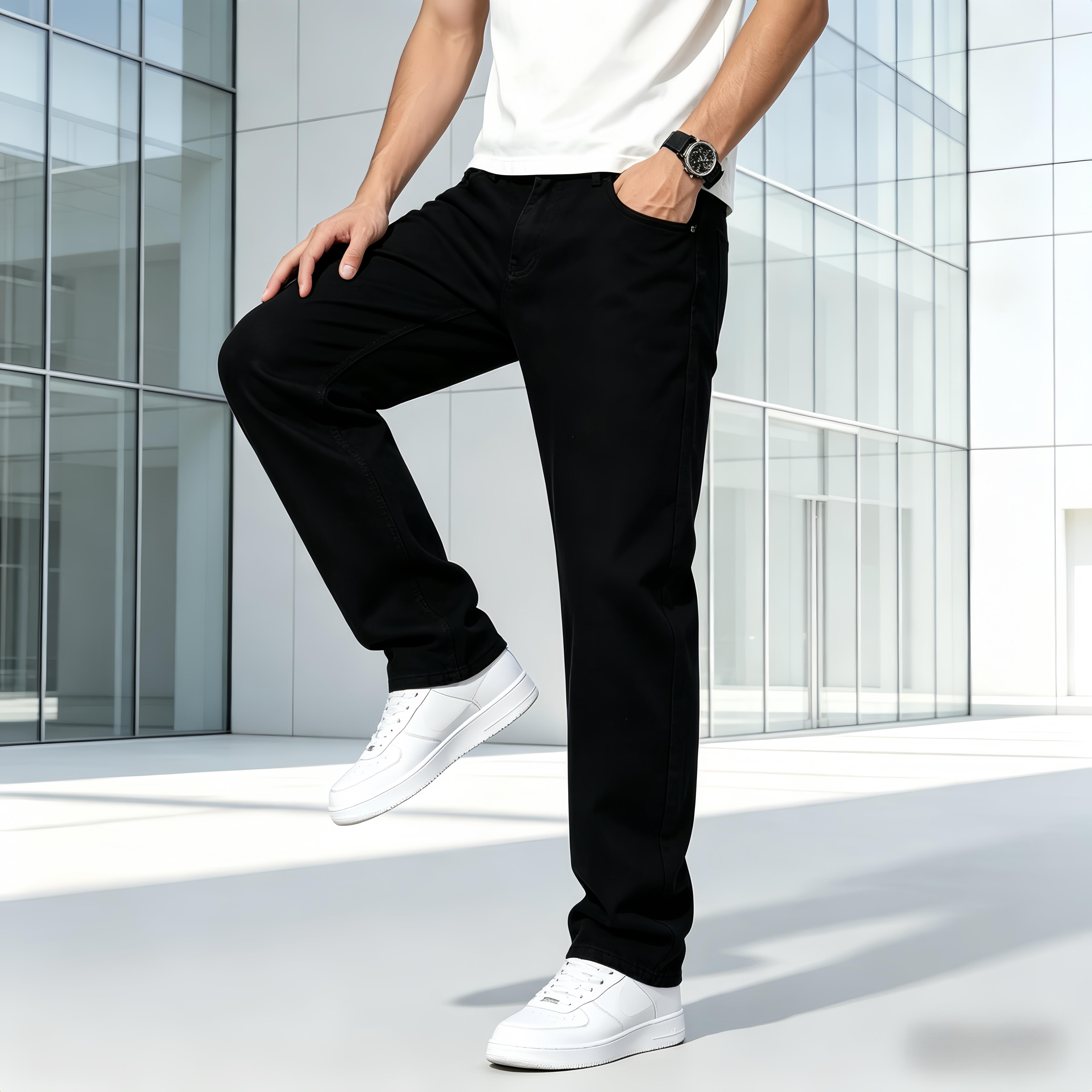 Men's jeans, Men's Baggy Straight Leg Jeans, Wide Leg,Mid Rise Comfort Casual Denim Pants, Breathable Soft Stretch Fashion Business versatile,Men's Relaxed Fit Straight Leg Jeans 2026 New Style