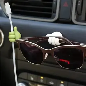 Hand-shaped Rubber Holder Glasses Cable Power Cord Charging Line Self Adhesive Mini Hook Storag Organizer Gadget Car Accessories girl