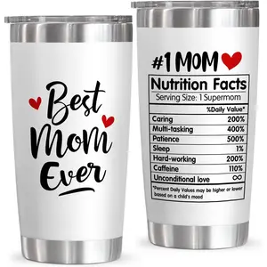 20oz Stainless Steel Vacuum Flask, 1 Count Best Mom Nutrition Facts Themed Coffee Cup, Tumbler for Home Office Use, Gifts for Mom Grandma
