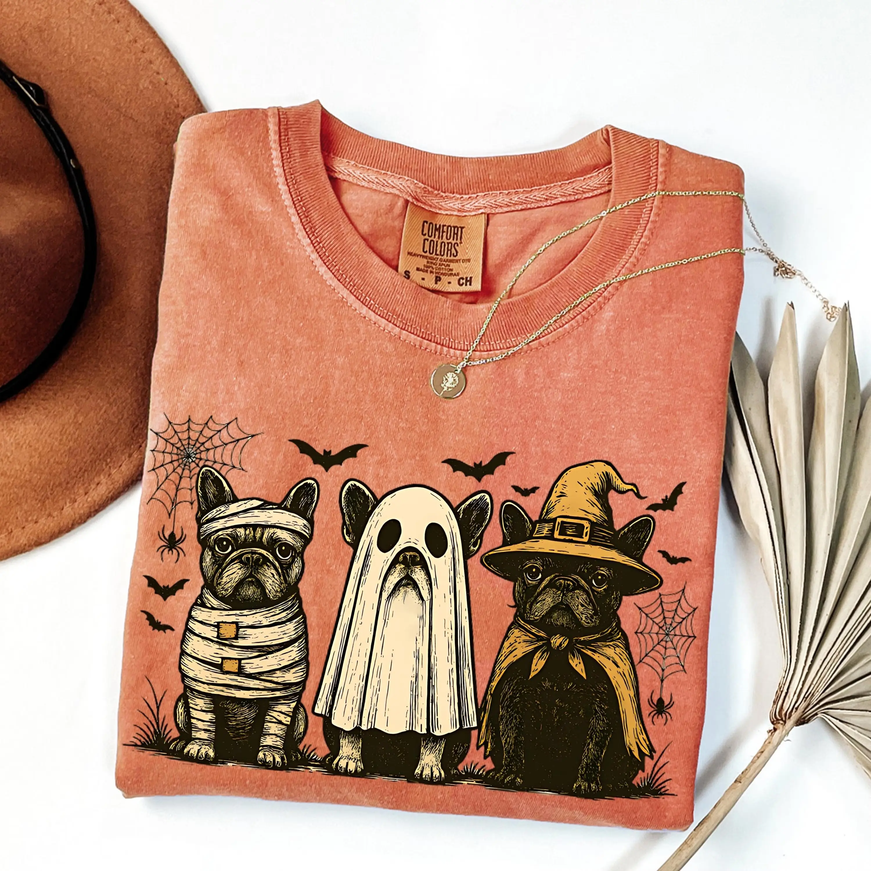 Halloween French Bulldog Comfort Colors Shirt, Funny Frenchie Shirt, Halloween Dog Spooky Shirt, Funny Halloween Shirt, Funny Skeleton Tee