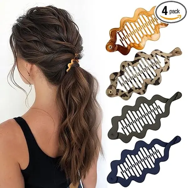 4Pcs Banana Clips for Wowen, Claw Clips with Thin Hair Acrylic Hair Accessories Gentle Hold for Daily Use Party Hairstyle Decoration (4 Colors)