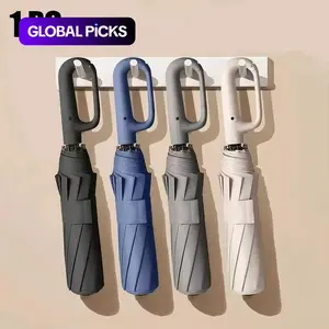 Automatic Open Folding Rain Umbrella, Durable Reinforced Hook Design, Windproof Fishing & Dual Use, Portable Compact Travel Accessory #GLOBAL PICKS