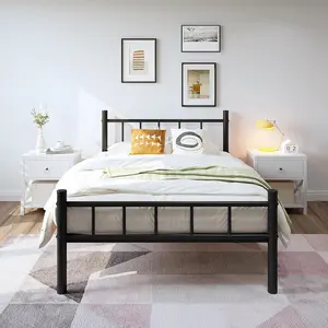 Size Metal Bed Frame with Headboard & Footboard 14 Inch Metal Platform Mattress Foundation Support with Steel Slat, Under Bed Storage, No Box Spring Needed