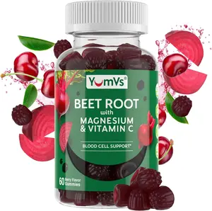 YumVs Beet Root Gummies with Magnesium and Vitamin C - Berry Flavor Beetroot Gummies - Beet Chews for Blood Circulation and Antioxidant Support - Red Beet Gummy- Berry 60 Count (Pack of 1)