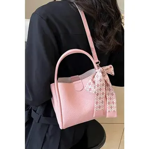 Contemporary Women's Handbag, Bella Luxury Scarf-Accent Vegan Leather Bag for Women, Contemporary Women's Handbags