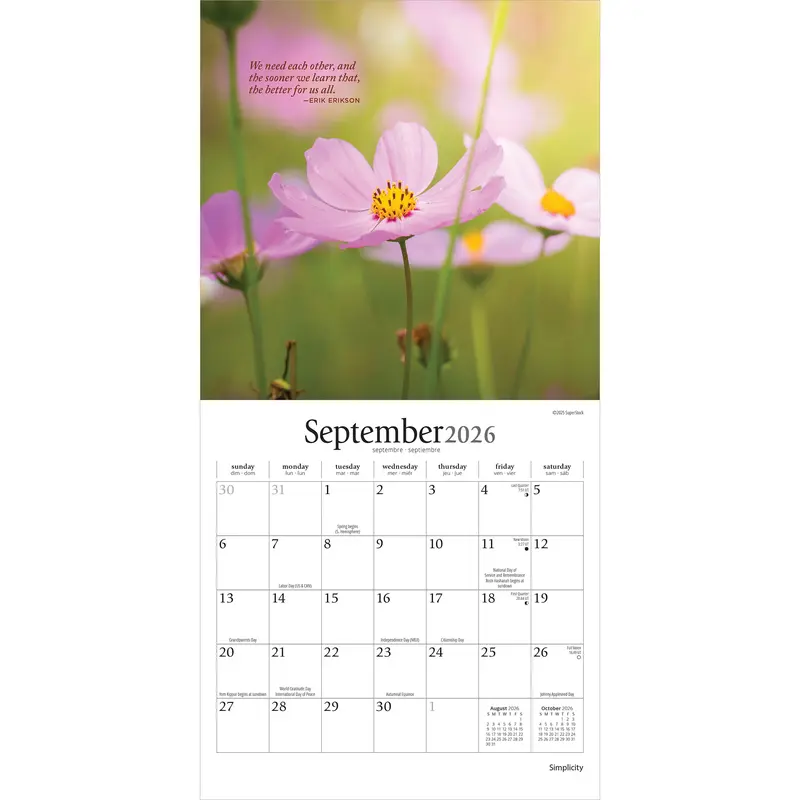 Simplicity | 2026 7 x 14 Inch (Hanging) Monthly Mini Wall Calendar | Brush Dance | Colorful Photography Inspiration Quotes 3