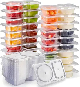 20 Pcs Reusable Snack Containers with Lids Double Compartment for Portion Control Eco-Friendly Plastic Storage for Kids & Adults Portable & Stackable for On-The-Go Meals Camping and Healthy Snacking