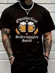 100% Cotton Oktoberfest Schitzengiggles Crew German Bavarian Men Women T-Shirt Women's Men's Graphic Tee Crew Neck summer vacation Tops