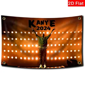 2D Flat Banner Kanye 2026 Flag, Funny Poster Durable Man Cave Wall Flag, College Dorm Room Decor, Outdoor Parties Gifts, Filming Events
