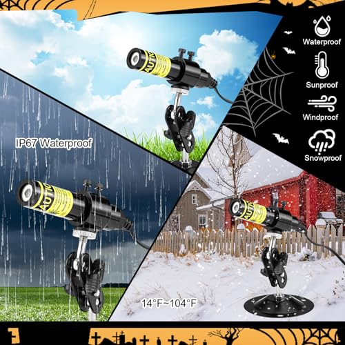 Halloween Laser Swamp Light Works with Low Lying Fog Machine (Not included), Laser Projector Laser Pointer High Power IP67 Waterproof 360-Degree Adjustable Halloween Decor Creepy Haunted House Decor Garden DIY Halloween Witch Decorations for Yard