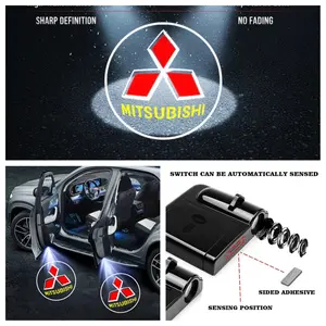 4-Pack Mitsubishi Emblem Car Door Courtesy Lights, Fit Mitsubishi Off-Road & SUV Vehicles, Easy Peel-and-Stick Installation, Non-Destructive & Drill-Free Design