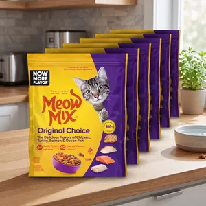 Meow Mix Original Choice Dry Cat Food for Adult Cats, Complete Balanced Nutrition, Chicken Turkey Salmon Flavors, Crunchy Kibble, 6.3 lb Bag, Made in USA