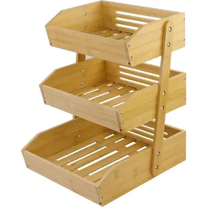 Fruit Basket for Kitchen Counter, 3 Tier Fruit Stand, Fruit Vegetable Storage Basket, Fruit Bowl for Kitchen Counter, Large  Basket Display Rack, Fruit Holder Produce Basket