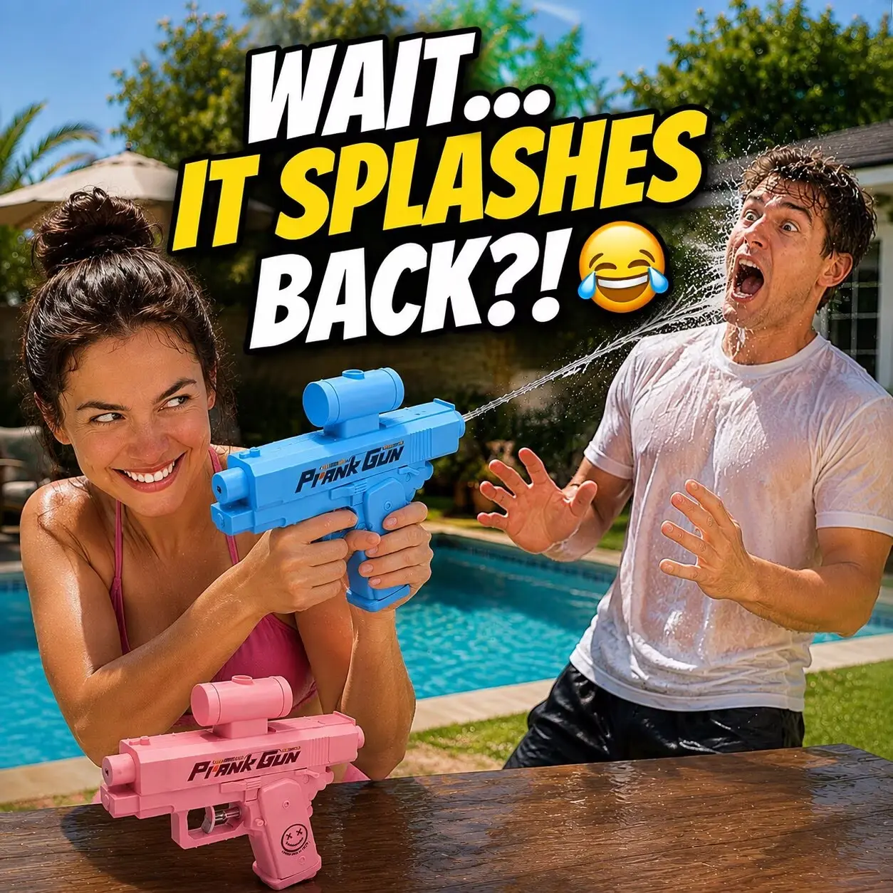 Funny Prank Water Gun Toy, Creative Double Sided Reverse Trick Squirt Gun, Durable Plastic, Summer Party Joke Toy, April Fools & Easter Prank Gadget