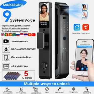 Tuya 3D Face Recognition Smart Door Lock Security Camera Monitor Intelligent Fingerprint Password Electronic Key Unlock
