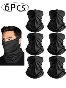6Pcs- Ear-Hole Scarves/hijab Masks, Outdoor Sun Protection Neck Gaiter Balaclava, Unisex Face Mask, Skiing Mask
