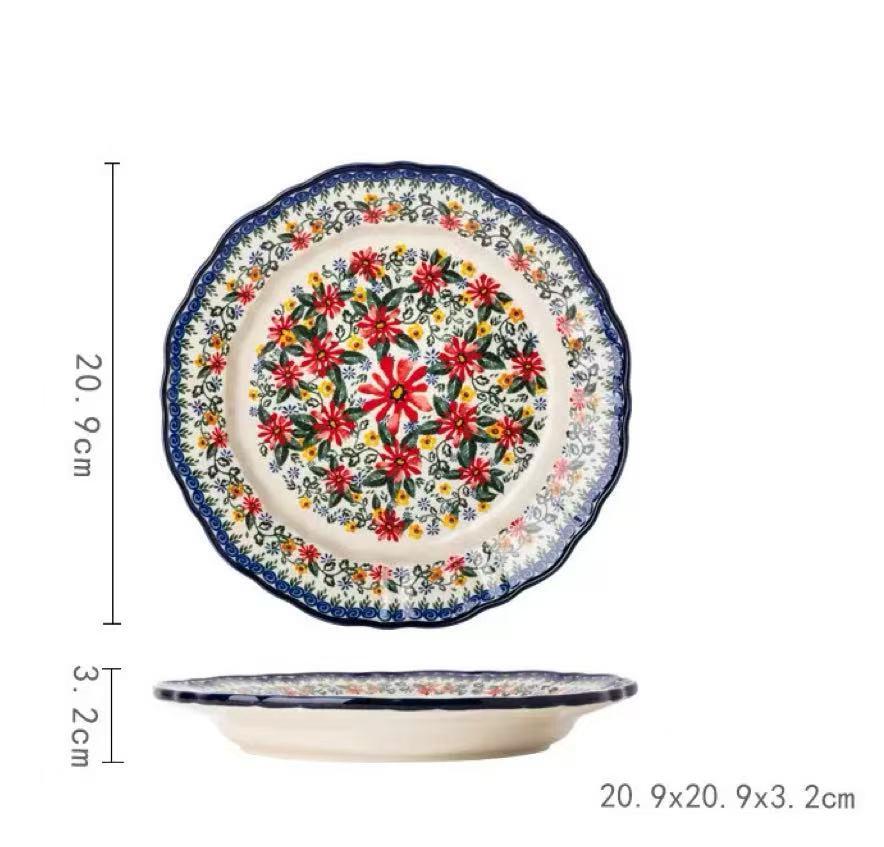 8-Inch Polish-Style Retro Ceramic Plate | Multi-Functional Home Plate | Suitable for Breakfast, Dinner & Desserts