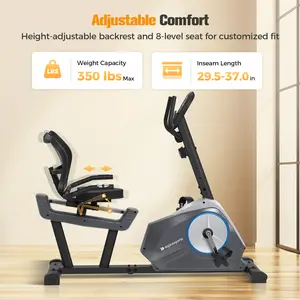 Phi Villa Recumbent Exercise Bike 16-Level Magnetic Resistance Stationary Bike with Bottle Holder, Breathable Mesh Backrest & Ergonomic Design Home Gym Rehabilitation Professionals Adjustable