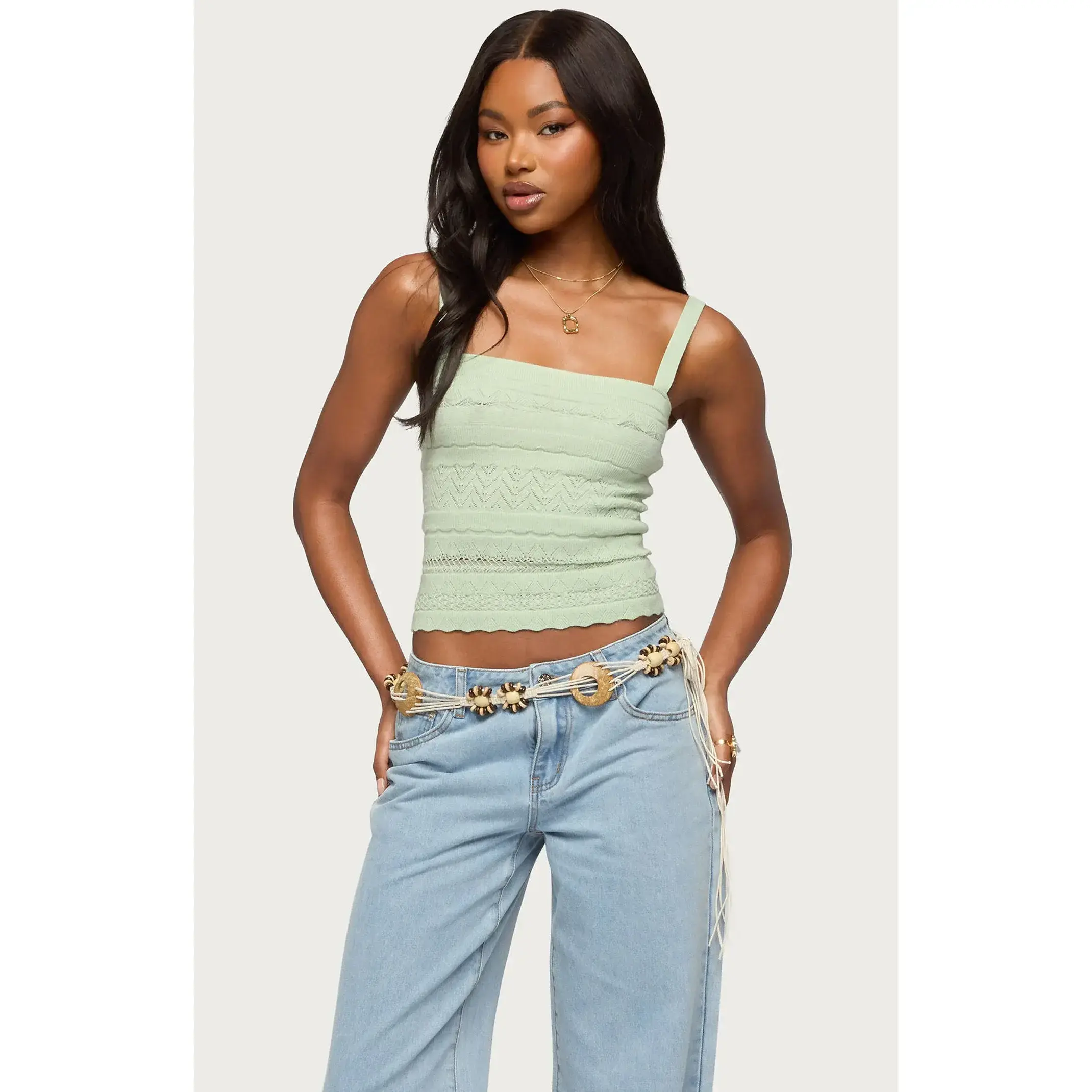 Edikted Women's Naia Pointelle Knit Tank Top