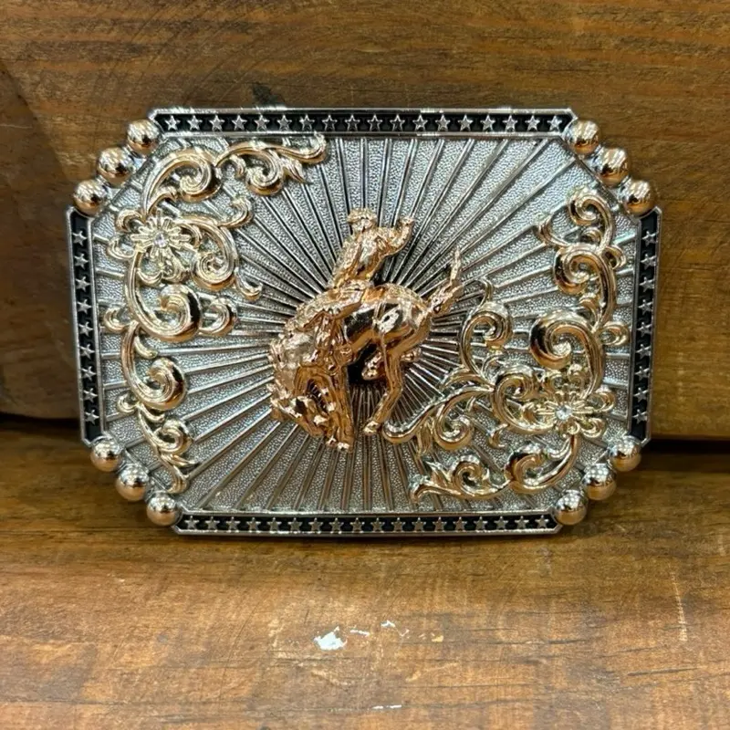 Bull Belt Buckle Silver and gold