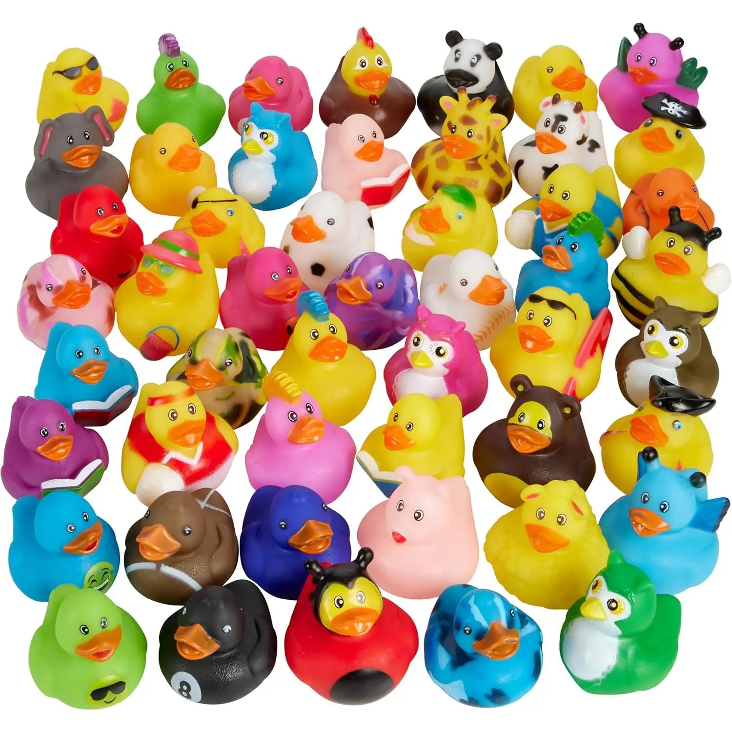 Playbebes Bulk Rubber Ducks Assortment Colorful Duckies for Kids Bath Time, Pool Activities and Jeep Ducking Boat Train