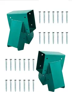 Swing Set Brackets - Heavy Duty Steel Swing Kit, 2 DIY Wooden Swing Hardware Bracket, Playground Equipment Parts, with Mounting Accessories, for Outdoor Play, Green