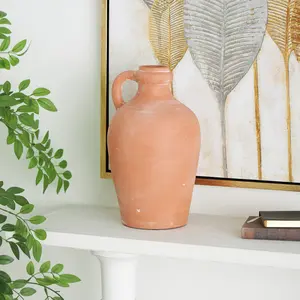 Pink Ceramic Terracotta Jug Decorative Vase with Handle