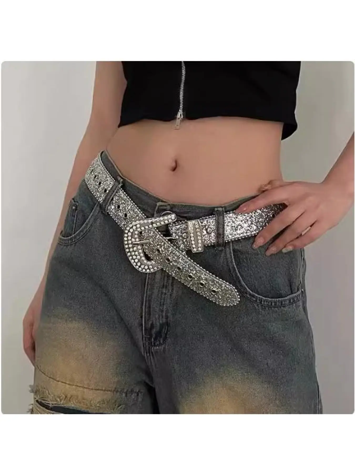 Rhinestone Studded Western Belt PU Leather Bling Cowgirl Chic Adjustable Buckle Western Bling Belt - Etsy main image 2