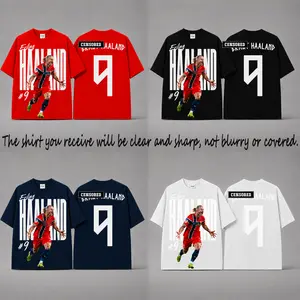 (Multicolor) Ver 2 Erling Haaland 9 Unisex Oversized Cotton T-Shirt, The Terminator T-Shirt ,The Norway Shirt The Fan's Kit, Sunday Football Outfit, Football Kit , Football Graphic Tee, Vintage Football Shirt, Game Day T Shirt, Soccer Graphic Tee