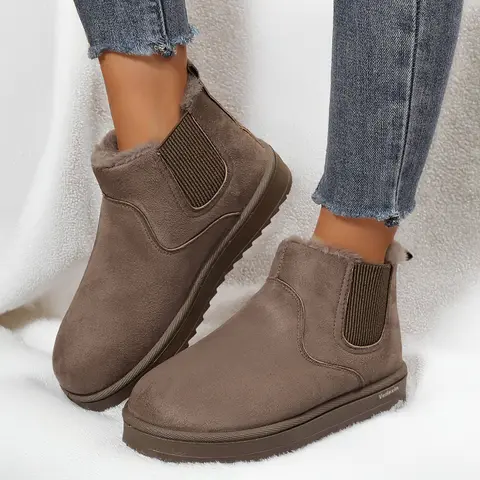 Women's Thick Soled Winter Snow Boots With Plush Lining & Anti-Slip Outsole Casual Slipper House Outdoor Indoor Ankle Boots