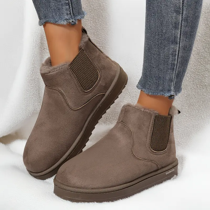 Women's Thick Soled Winter Snow Boots With Plush Lining & Anti-Slip Outsole Casual Slipper House Outdoor Indoor Ankle Boots