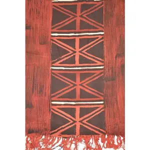 Unique Burgundy, Black and Beige Mud Cloth Shawl-Table Runner