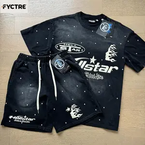 set Men's polyester set 2pcs set Casual crew neck top Loose shorts, suitable for sports and leisure, gifts