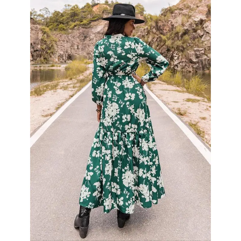 slim fit dress slacks Earthy Solstice Boho Bell Sleeve Maxi Dress – The Boho Depot main image 1