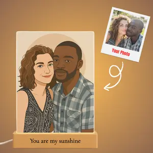 Personalized Portrait Acrylic Plaque – Custom Photo-to-Art Gift for Couples & Family - Long Distant Gifts