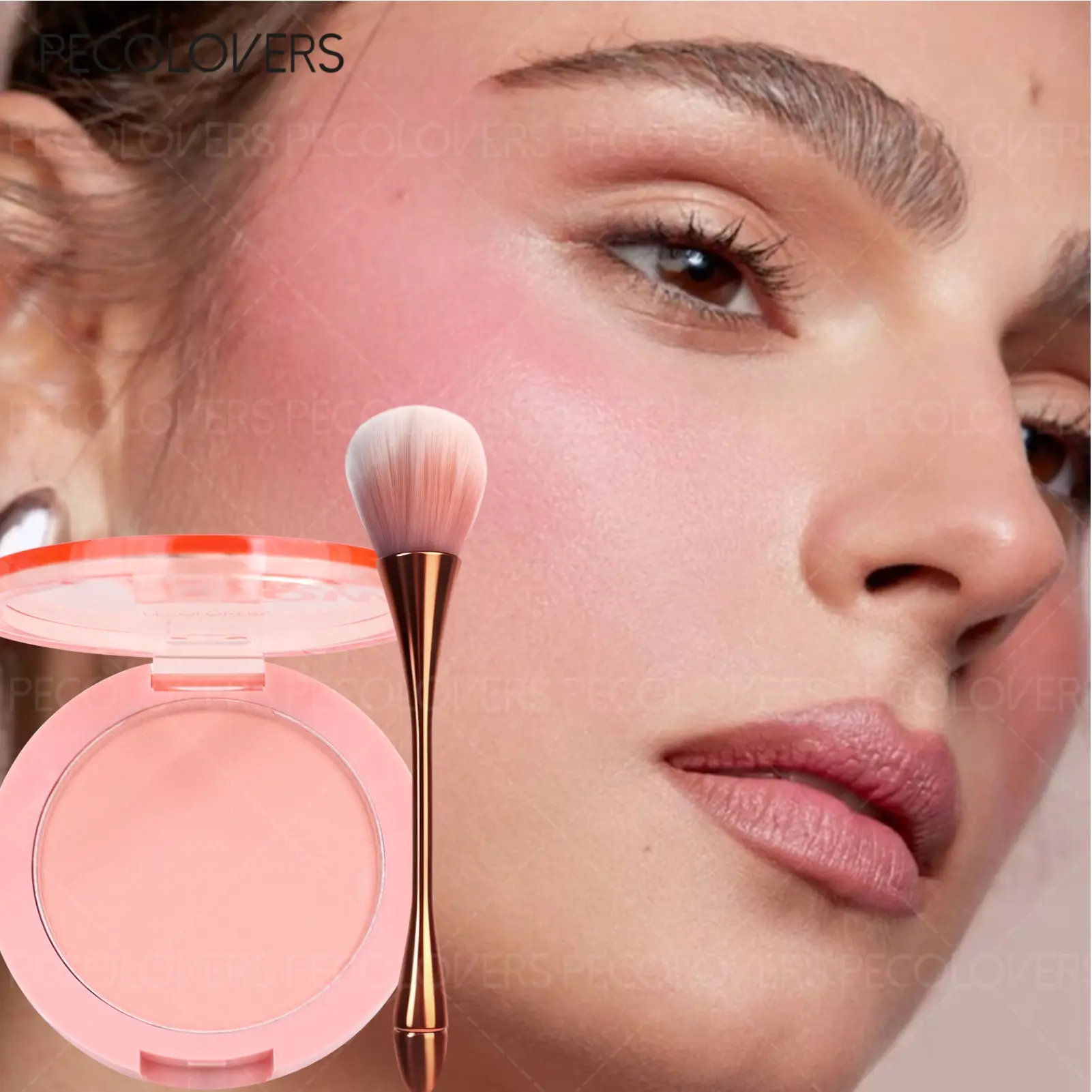 2PCS/SET Blush with Blush Brush- Waterproof Matte Blush Palette, Durable Waterproof Cosmetic Makeup, Brighten The Contour, Glow, Flawless, Light Powder Powder Blusher, Beauty Cosmetics