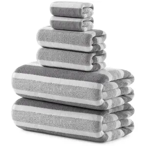 Soft Bath Towel Sets 6 Piece 100% Microfiber Absorbent Quick Dry Towels for Bathroom Spa, Gym 2 Bath Towel,2 Hand,2 Washcloths Premium Towel Set