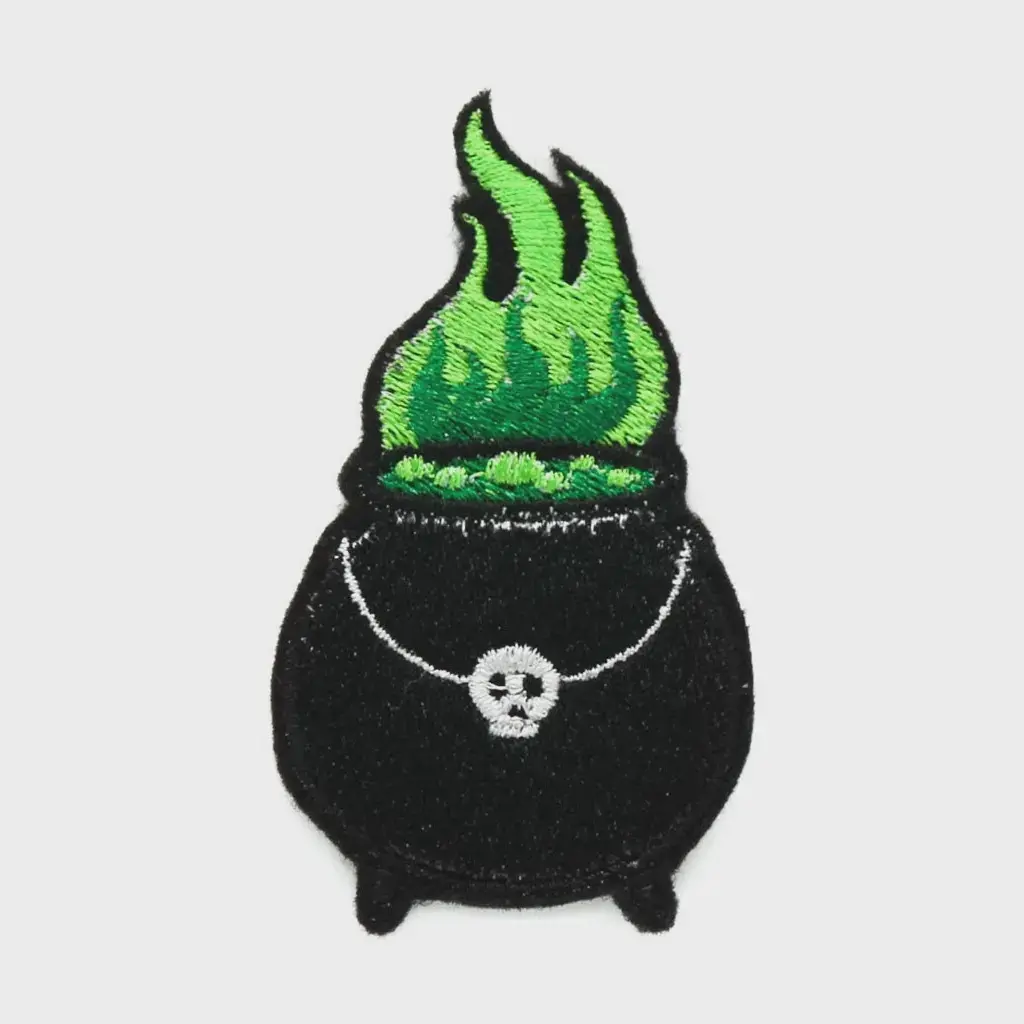 Witch Cauldron Gothic Polyester Iron-On Patch, Adhesive Decorative Collectible Accessory, Handmade Us